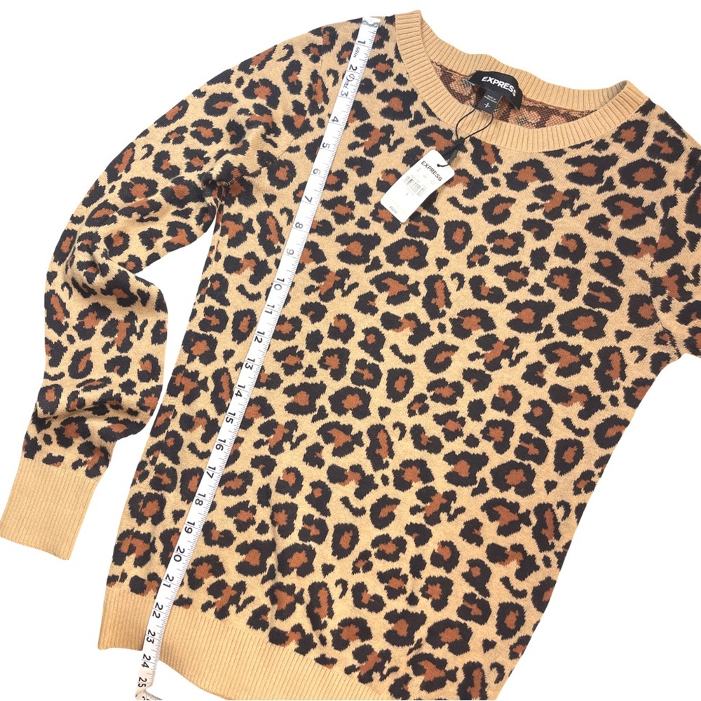 Express Leopard Pattern Sweater in Tan and Black - Picture 3 of 8
